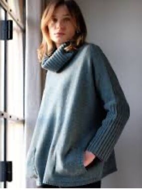 Bibico Adela 100% Merino Wool Turtleneck Sweater in Caspian Size Small